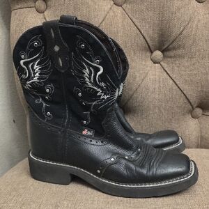 Black Justin Square Toe Cowgirl Boots
